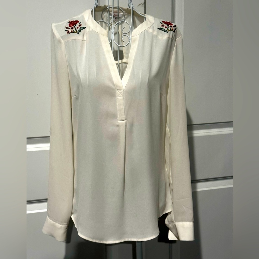 Candies sheer embroidered blouse, small.